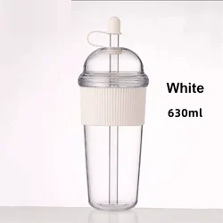 High - Capacity Reusable Beverage Cup with Lid (White - 630ML)