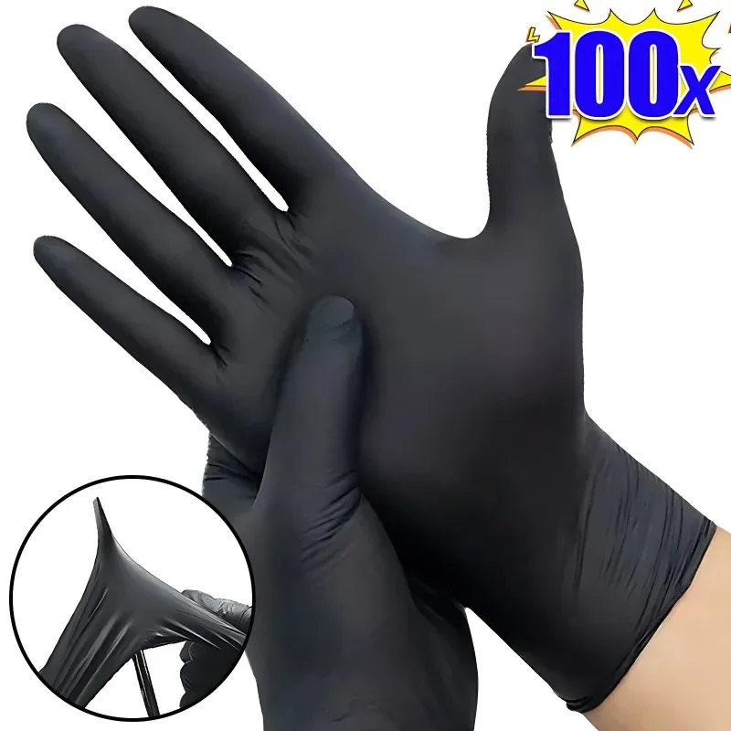100PCS Disposable Nitrile Gloves Disposable Gloves for Cleaning Hairdressing Waterproof Dishwashing Kitchen