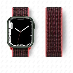 Premium Nylon Loop Strap for Smartwatch - Sporty and Durable Bracelet Band (Black red 10)