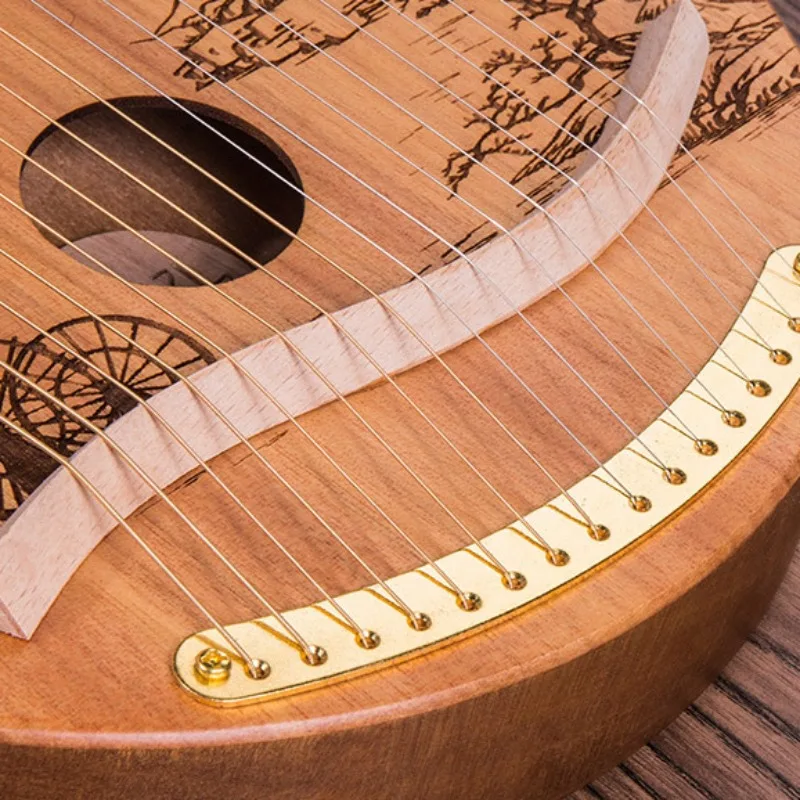 16-string Plate-style Lyar Stringed Instruments 21-string Small Harp Portable Beginners Practice Musical Instrument Adults