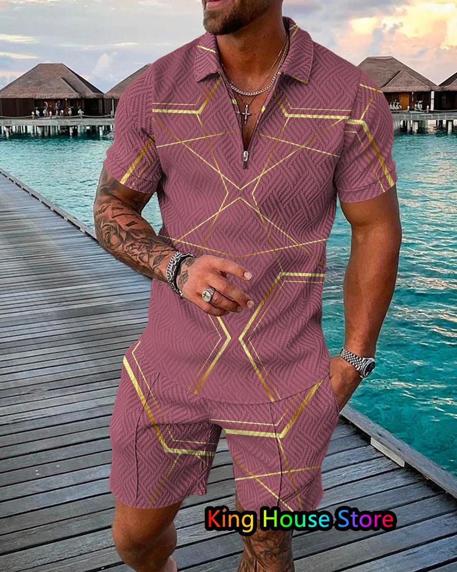 Summer Luxury Men's Tracksuit Casual Short Sleeve Polo Shirt Shorts Suit Two-Piece Set Male Clothing Streetwear Clothes For Men