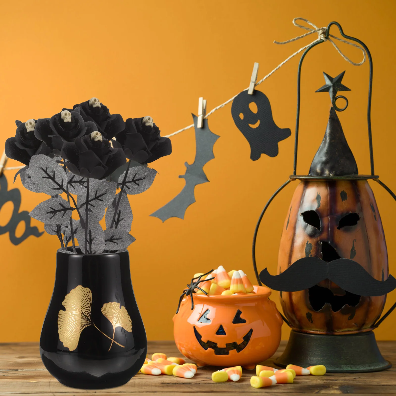 

5 Pcs Faux Flowers Artificial Roses for Decoration Delicate Fake Bouquet Gothic Wedding Halloween