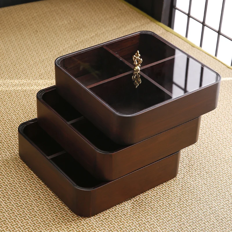 

Bamboo Dried Fruit Plate, Living Room, Tea Table, Household Split Snack Set, Dish, Tea, Snack, Nut, Melon Seed Storage Box