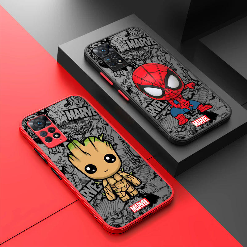 Cartoon Marvel Groot Spiderman Case for Xiaomi Redmi 9T 8 9 7 10X K40 Pro 9C 9A 10A 8A 10C 7A 10 TPU Shockproof Matte Cover