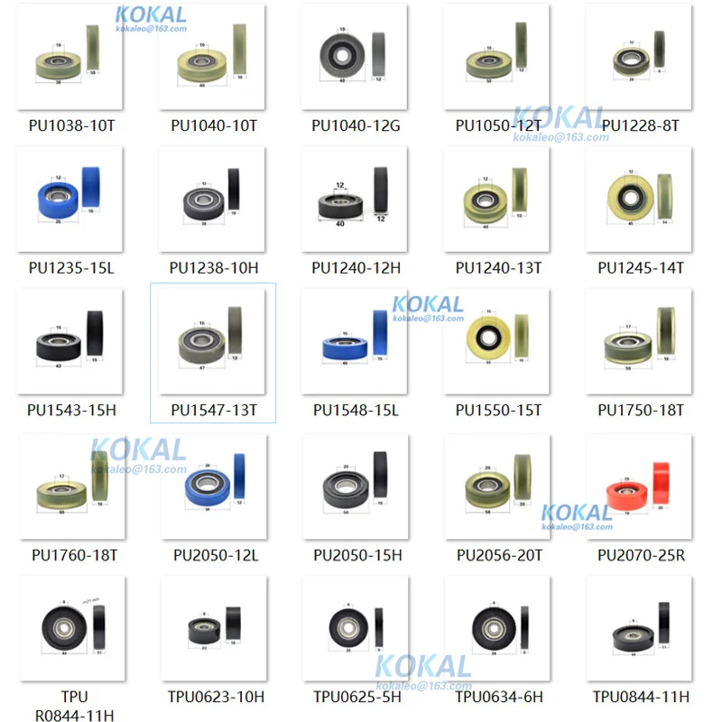 Rolo de Poliuretano de Baixo Ruído Faça Você Mesmo 608 6000zz Tpu pu Borracha Macia Roda de Rolamento de Esferas Máquina de Contagem Diâmetro 3050 mm Pu02