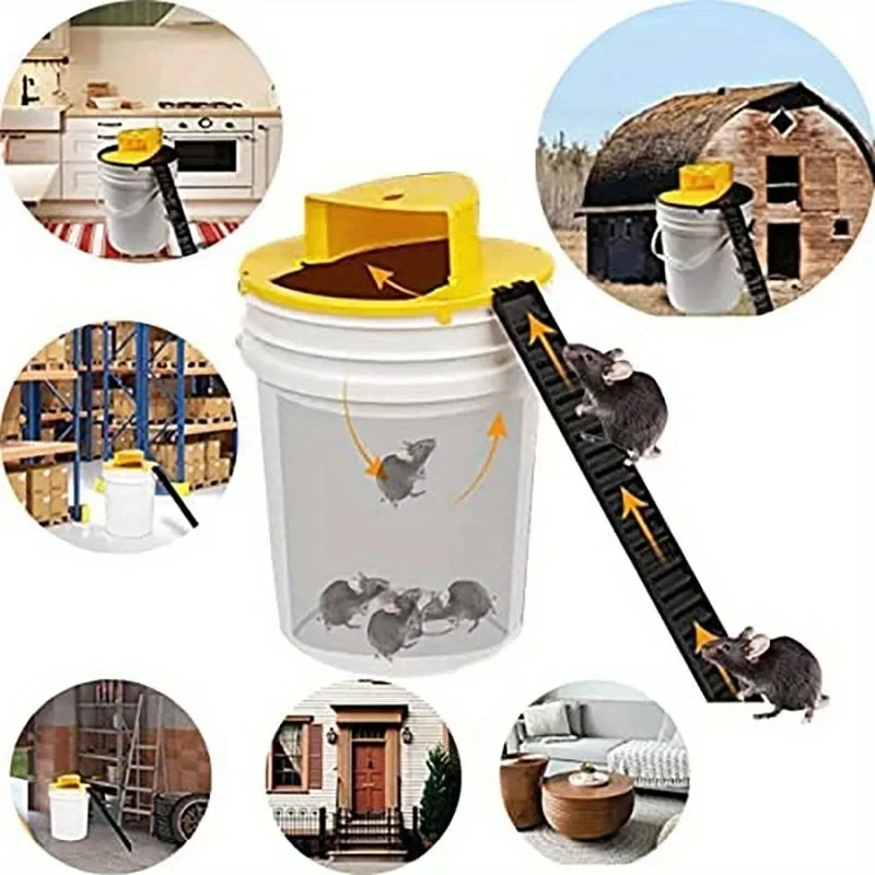 Doppelendiger Mausefalle-Eimer, Klappdeckel – Multi-Catch-Auto-Reset, humorvolle oder tödliche Rattenfalle, ABS-Material – 5-Gallonen-Eimer-kompatibel – Detail 4