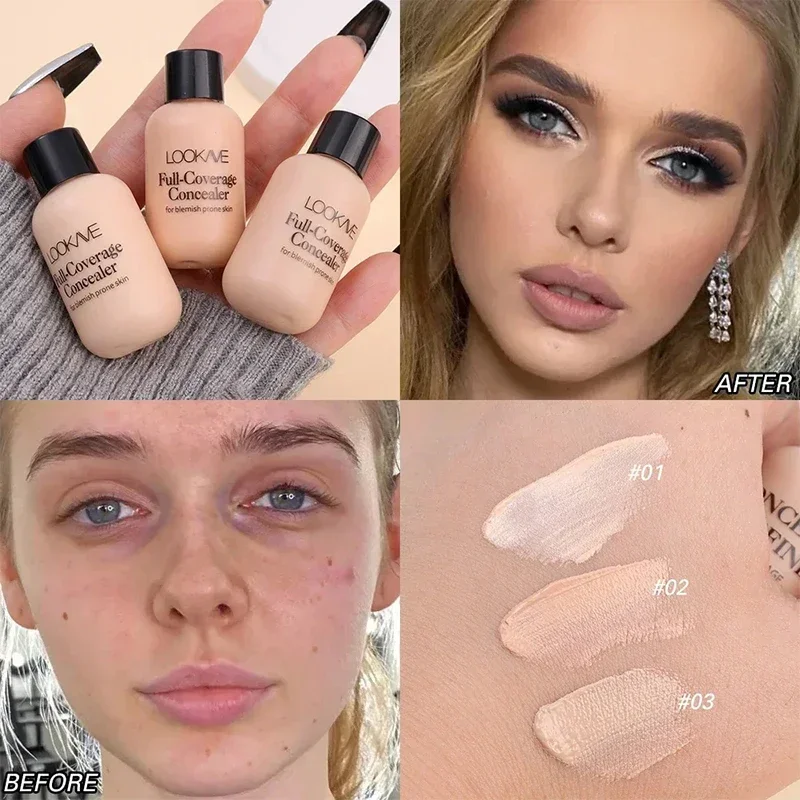 Concealer Foundation Cream Waterproof Liquid Concealer Foundation Cream Lasting Full Coverage Acne Spot Dark Circles Concealer Cream Face Makeup Cosmetic