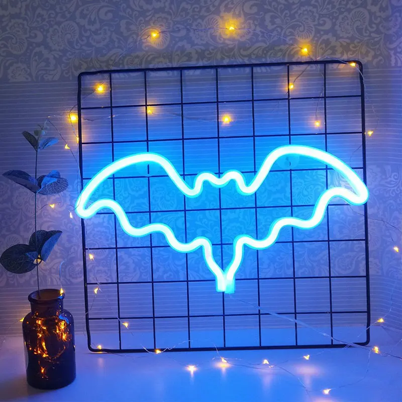 Colorful Bat Shaped Neon Sign Light for Vibrant Home Wall Decor