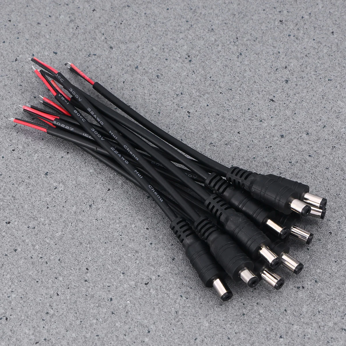 

10 PCS 55x21mm Male Power Connector Plug Cable Jack Adapter for CCTV Camera (Black)