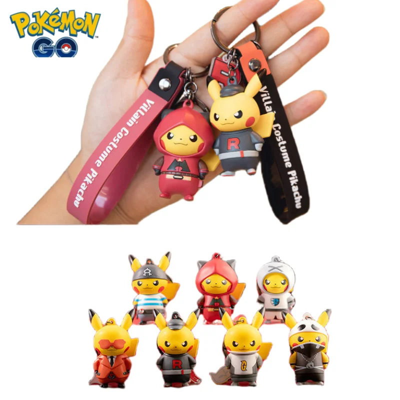 

Pokemon cartoon villain Pikachu animation peripheral kawaii key chain doll pendant creative bag pendant holiday gift wholesale