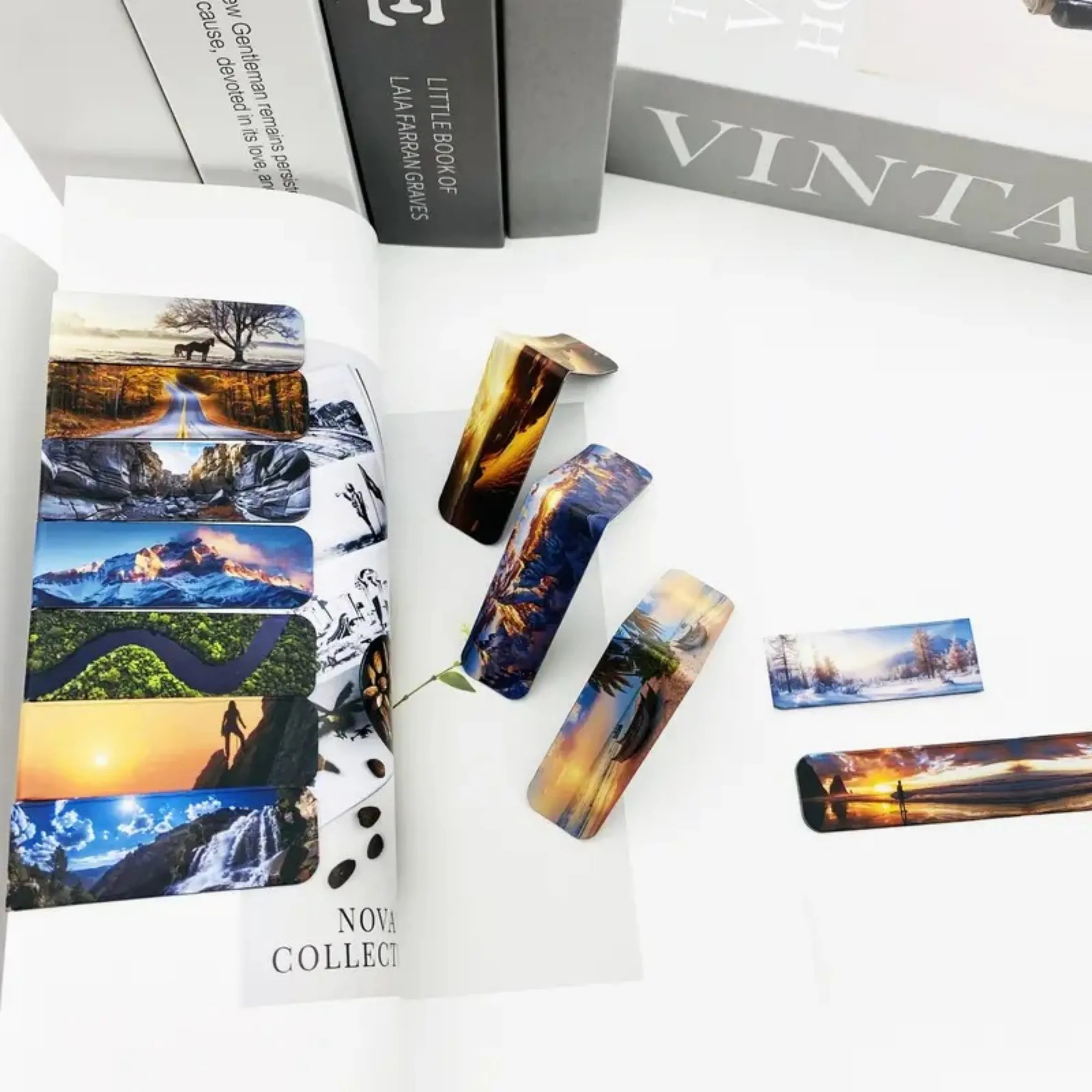 12pcs Magnetic Bookmarks Inspirational Landscape Outdoor Designs Assorted Magnet Page Markers for Book Lovers Students