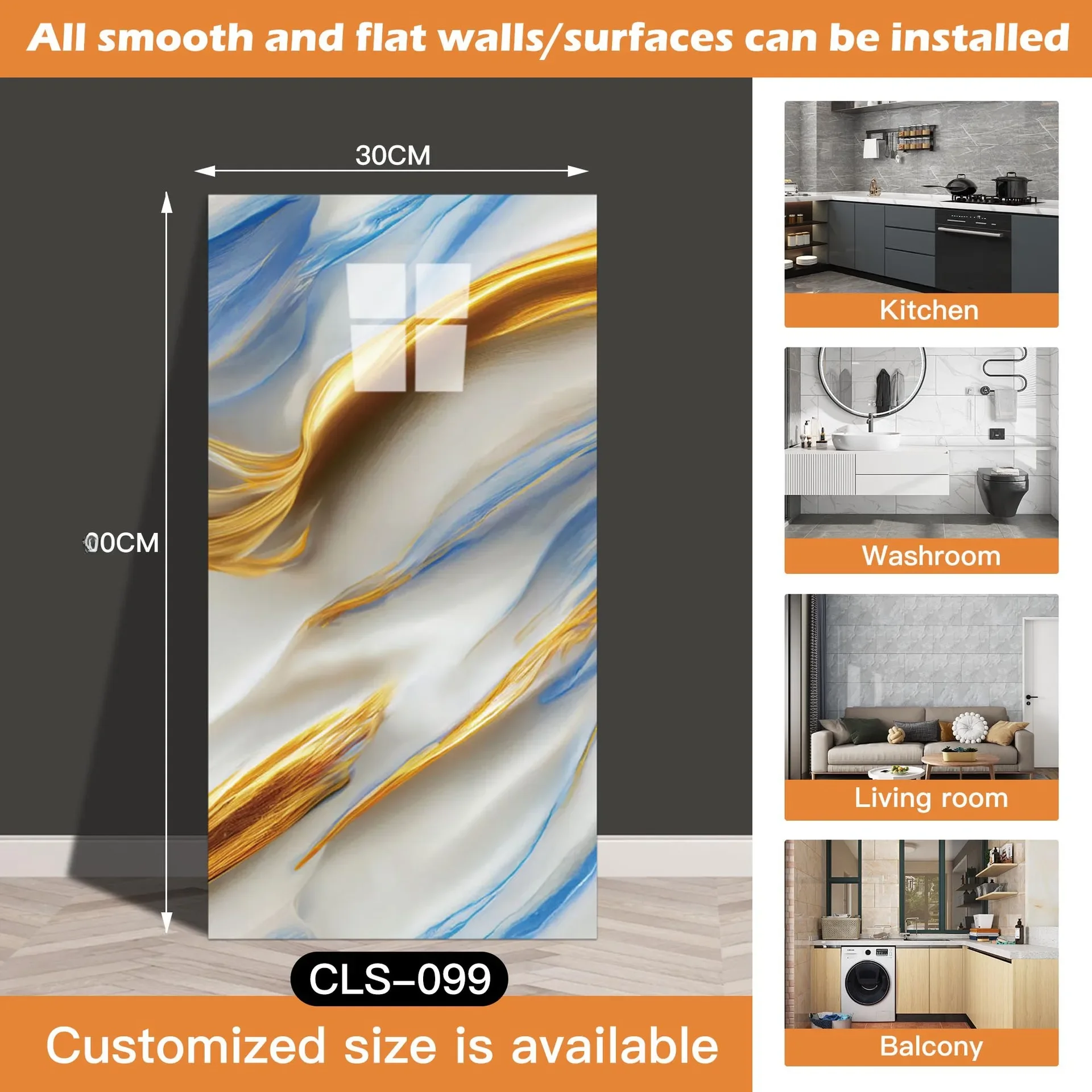 thumbnail image 1 of 20/pc de pegatinas de suelo de mármol de imitación de PVC, pegatinas de pared autoadhesivas, calcomanías de decoración modernas impermeables para baño y sala de estar, 1 of 5