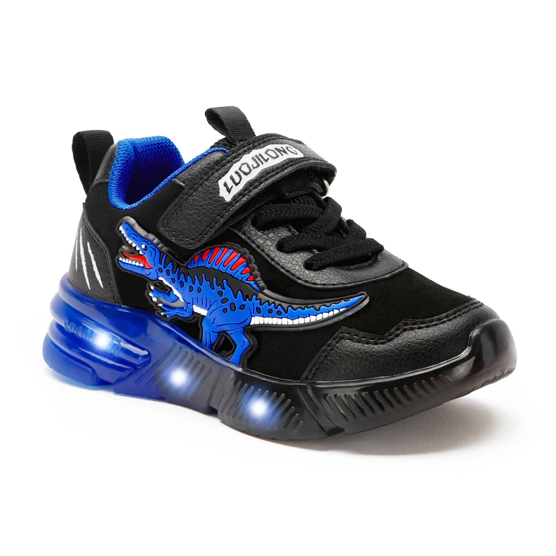 EXDINO Dinosaur Little Kids Spring Autumn LED Light Up Shoes Children Spinosaurus Boys Glowing Casual Sports Sneakers Non-slip 3