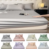 3pcs Set 100% Bamboo Mattress Protector Mattress Cover Fitted Sheet with Elastic Band Bedsheet 1000 Thread Count Queen King Size 1