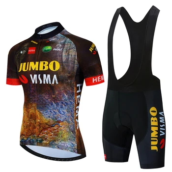 JUMBO-Racing Team Cycling Jersey Set Masculino, MTB Maillot, roupa de bicicleta, equipamento ao ar livre, roupa de ciclismo, verão, 2023