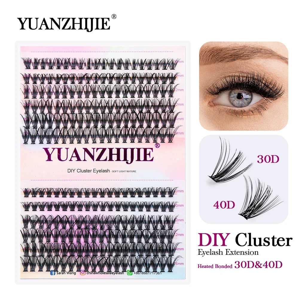 YUANZHIJIE 240PCS DIY lash Clusters 30D/40D Natural Segmented Lashes Russian Volume Individual Fake Eyelashes Bundles C/D Curl muselash brown cluster lashes d curl half lash extension supplies individual eyelashes 48 clusters diy volume eye makeup