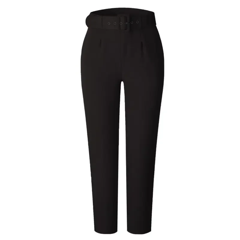 Women Solid Colors High Waist Pencil Pants Formal Suit Trousers Fashion Blazer Pants with Belt Office All Match Plus Size Pants