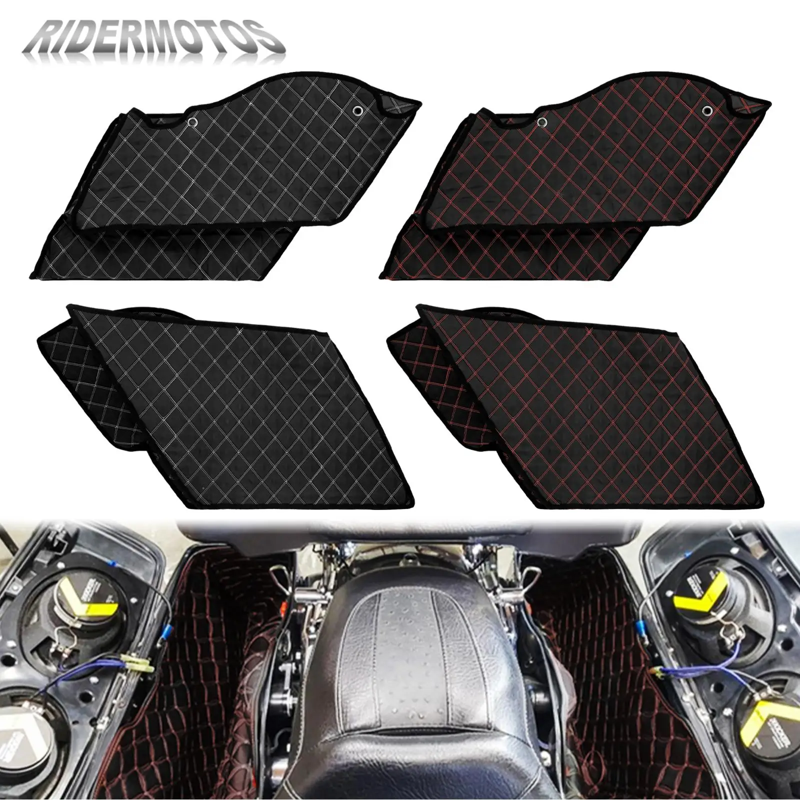 

Motorcycle Stretched Saddlebag Insert Carpet Liner Thread Extended Bags For Harley Touring Road King Electra Street Glide 14-Up