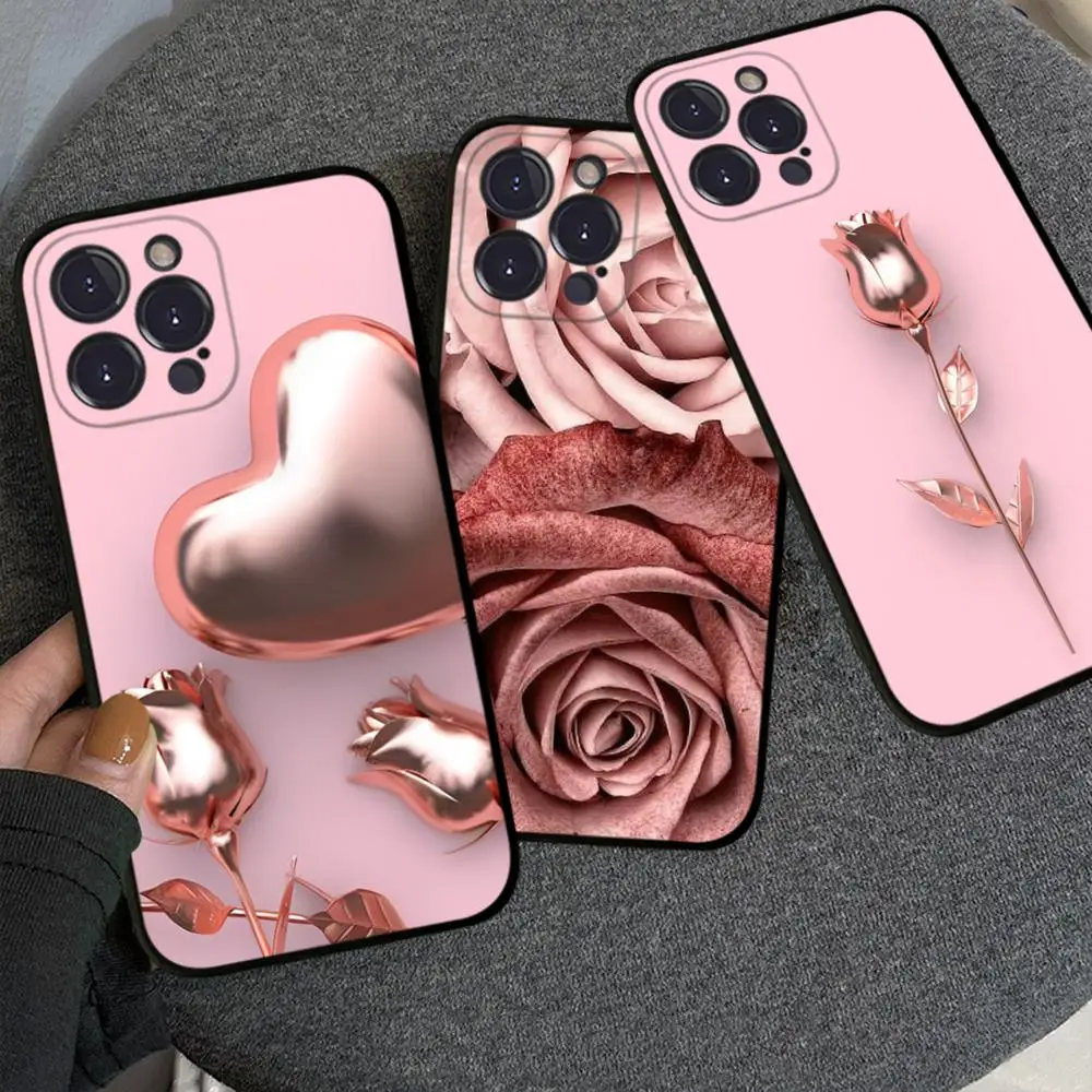 Custodia Per Telefono Love Rose Gold Style Per Iphone 15 8 7 6 6S Plus X Se 2020 Xr Xs 14 11 12 13 Mini Pro Max Custodia Per Cellulare