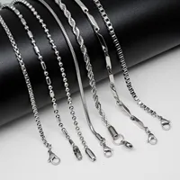 Chaîne à maillons en acier inoxydable 304, épaisseur 2mm-4mm, collier couleur argent, chaîne gourmette classique pour hommes et femmes, résultats de bijoux 1