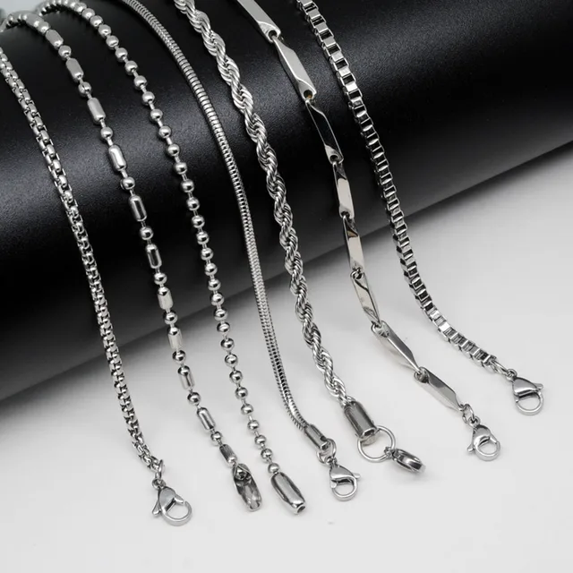 Chaîne à maillons en acier inoxydable 304, épaisseur 2mm-4mm, collier couleur argent, chaîne gourmette classique pour hommes et femmes, résultats de bijoux 1