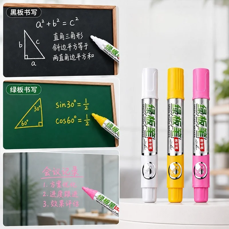 6개입 잉크 리필 가능 화이트보드 마커 세트 3mm 팁 드라이 이레이즈 빠른 건조 부드러운 필기 노고스트 핑크 화이트 옐로우 교육용 마커