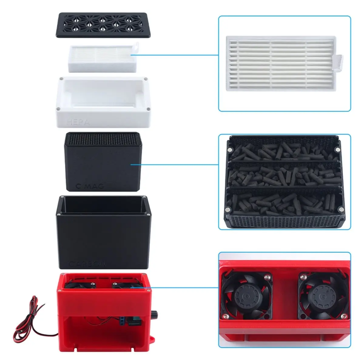 (ABUB) BentoBox V2.0 Bambu Lab X1C P1P ABS ASA 나일론 필라멘트용 활성탄 필터 냄새 제거기 3D 프린터 부품