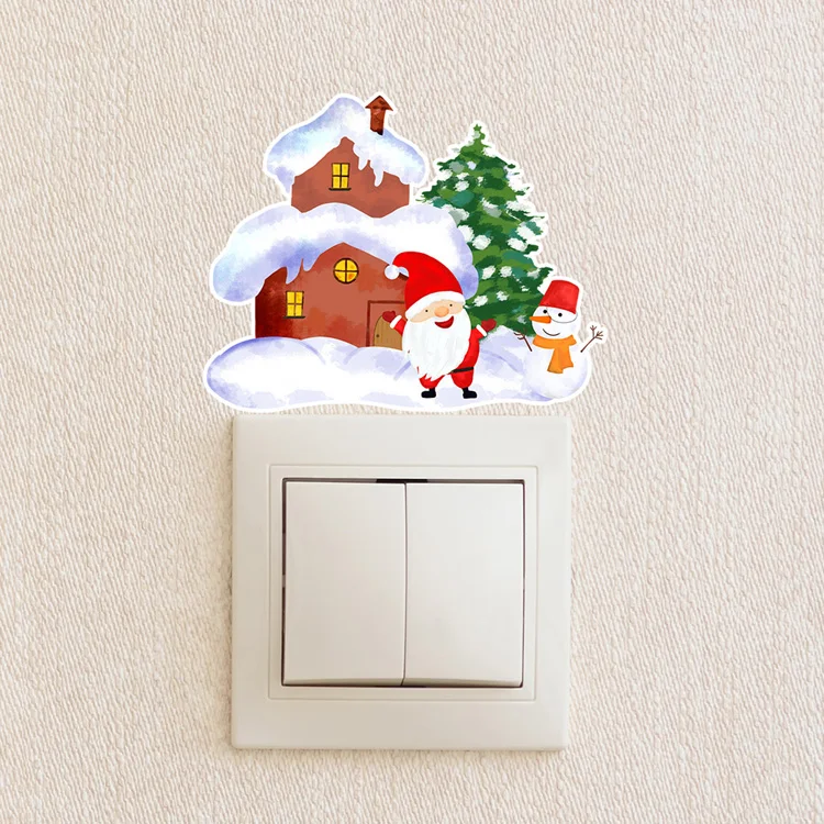 Santa Claus Haus Schalter Aufkleber Wohnzimmer Schlafzimmer Dekor Wandbild Cartoon Weihnachten Dekoration Selbstklebende Neue Jahr Wand Aufkleber – Detail 5