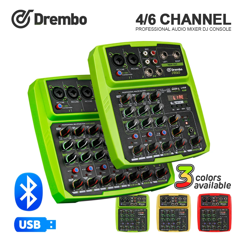 

FR4 FR6 Audio Mixer, DJ Console, DJ Console with Bluetooth 48V Phantom Power Delayed Replay Effects For Stage and Bar Gigs