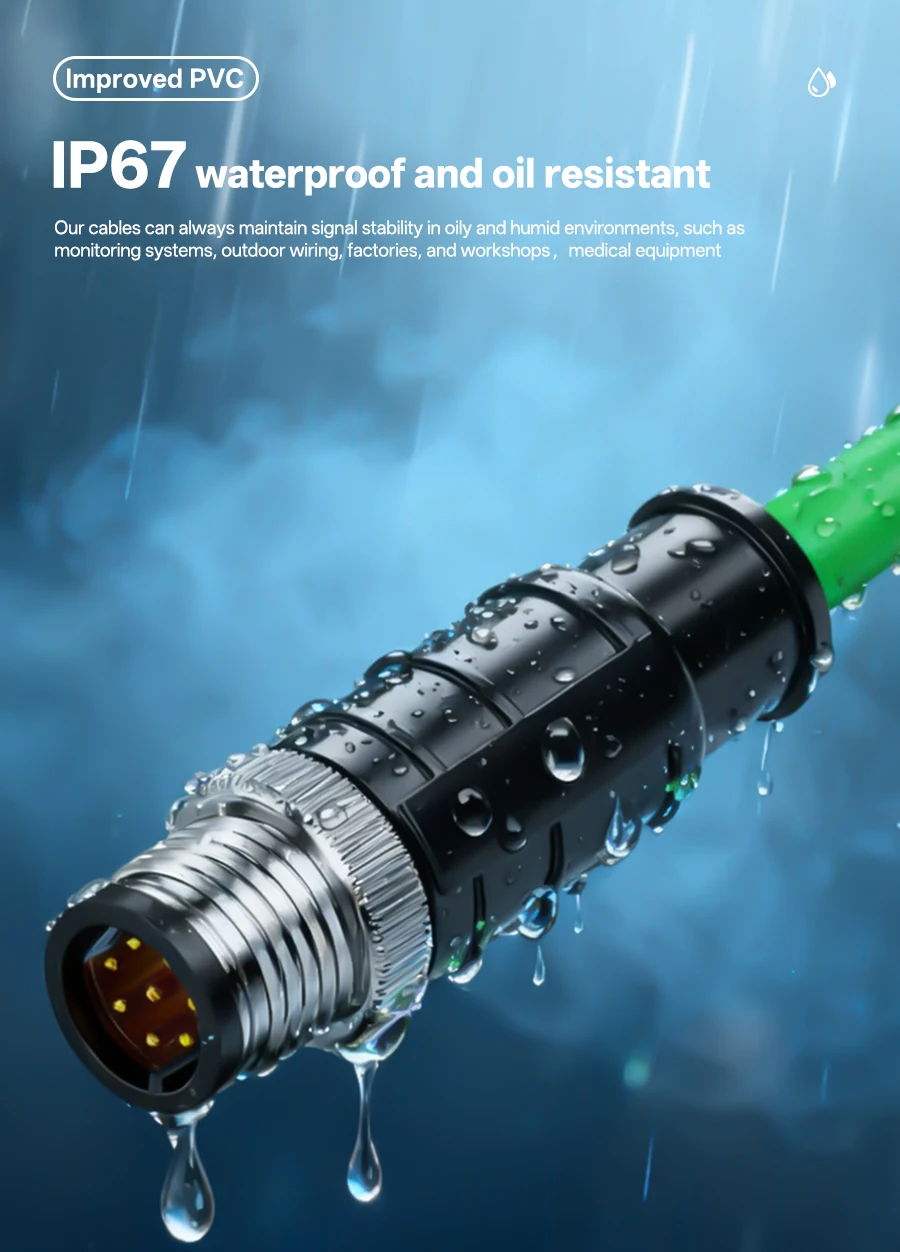 RJ45 auf M12 Industrie-Ethernet-Kabelkommunikation CAT6a Profinet S/FTP 4P/26AWG 4 Paar gedrehte geflochtene Abschirmung für Schleppkette – Detail 10