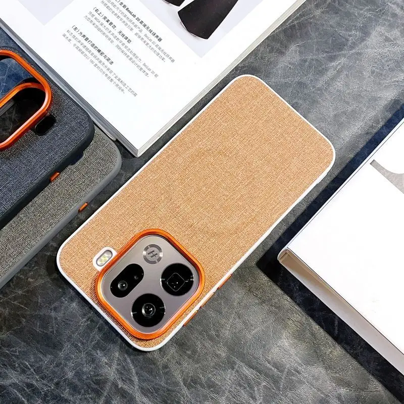 Luxury PU Cloth Magnetic Wireless Charging Protective Back Cover Case