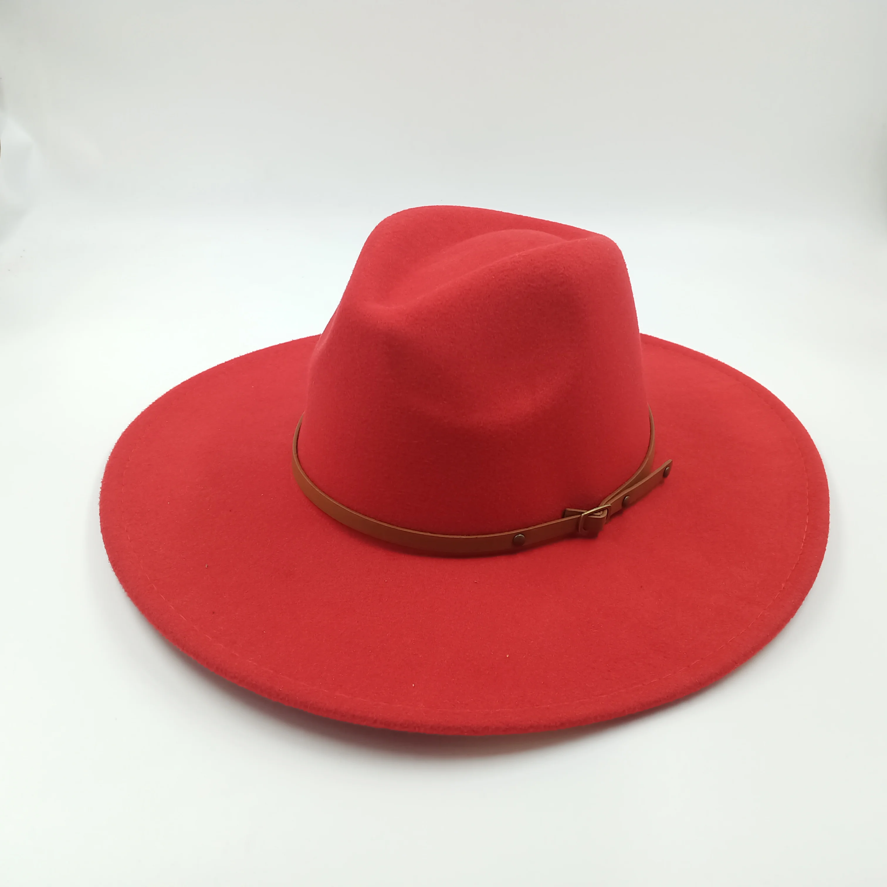 New color Fedora winter hat top concave-convex water drop 9.5cm brim male and female felt jazz watermelon red шляпа женская summer fedora