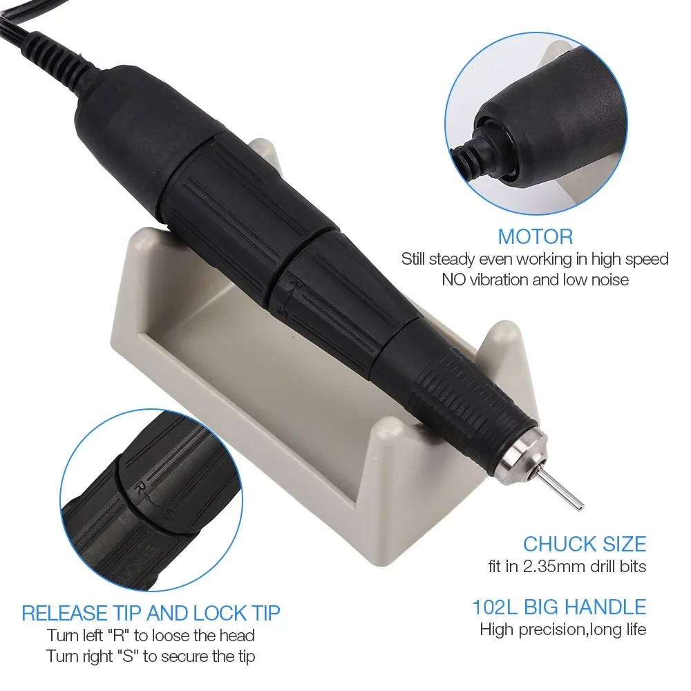 Strong 90 65W 35000RPM Professional Electric Nail Art Drill Machine Stainless Steel Pedicure Nail Polishing Manicure Machine 2
