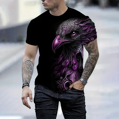 Men's Summer Fashion T-shirt Eagle 3D Printed Short sleeved T-shirt Summer Outdoor Leisure Quick drying Breathable T-shirt - Image 4