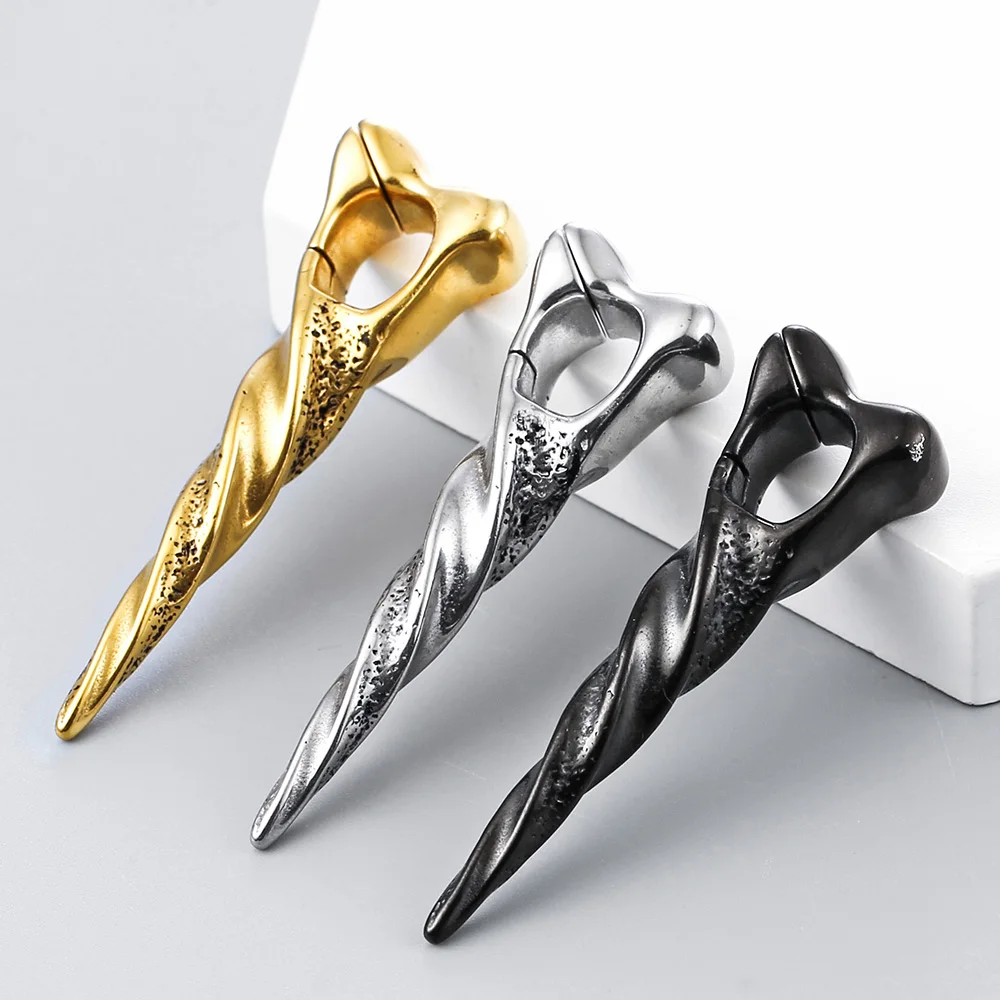 Giga 1/2 Stück 12mm (1/2") Scharfe Kegelform Edelstahl Ohrgewichte Hänger Ohrhänger für gestreckte Piercings Körperschmuck – Detail 30