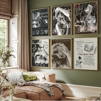 T-Taylors 고문 시인 부 S-Swifts DIY 스티커 포스터, 백지 프린트 포스터 아트워크, 북유럽 홈 데코