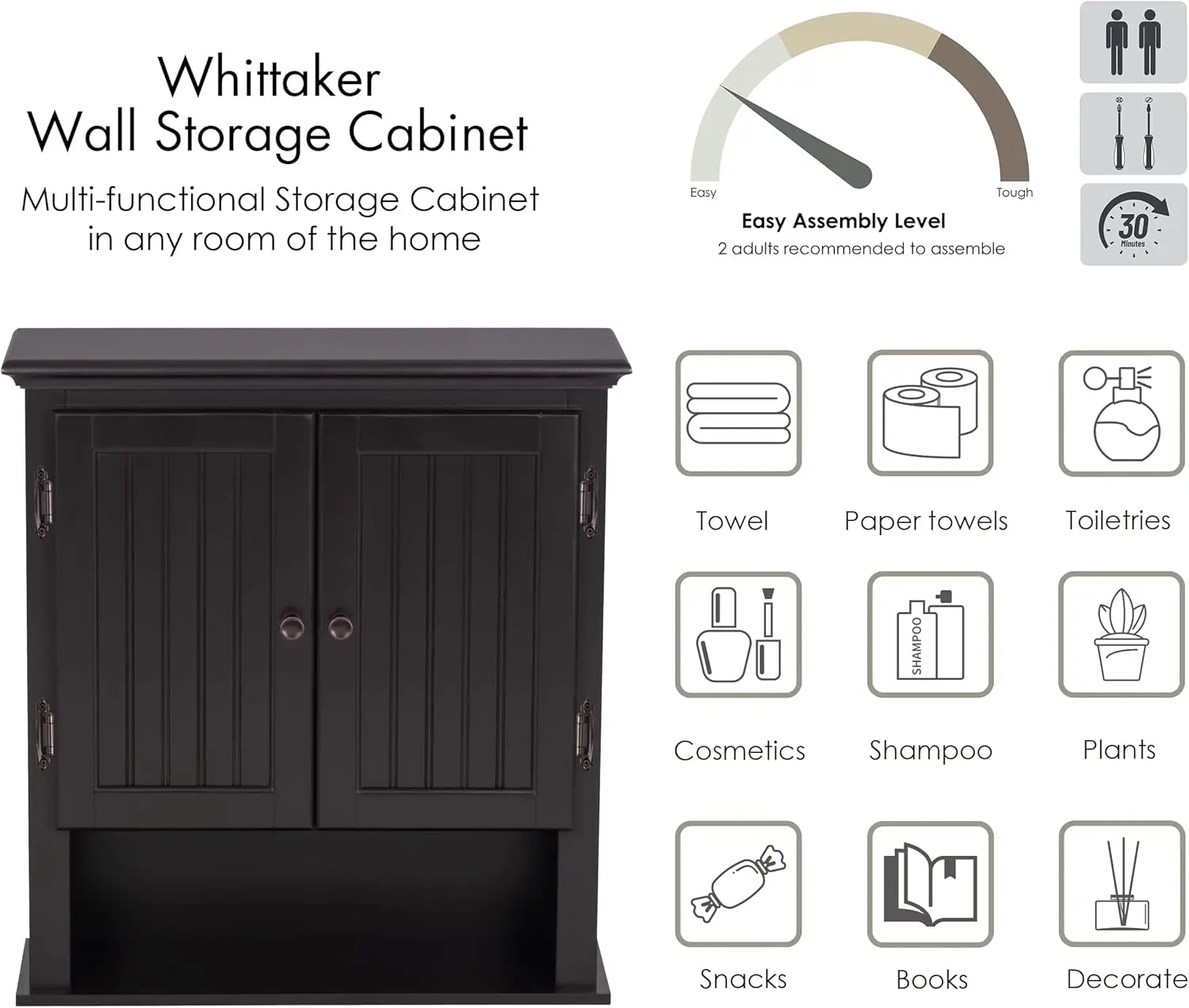 Espresso Wall Bathroom Cabinet 6