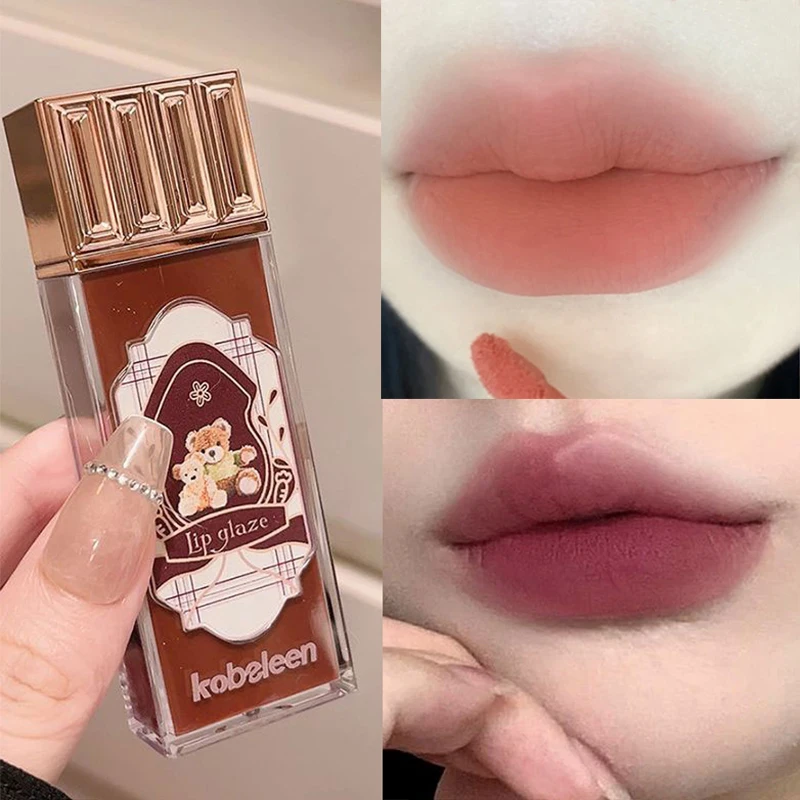 Cloud Bear Matte Liquid Lipstick Velvet Nude Red Lip Gloss Long Lasting Antiaderente Cup Lip Mud Tint Cream Makeup Cosmetics