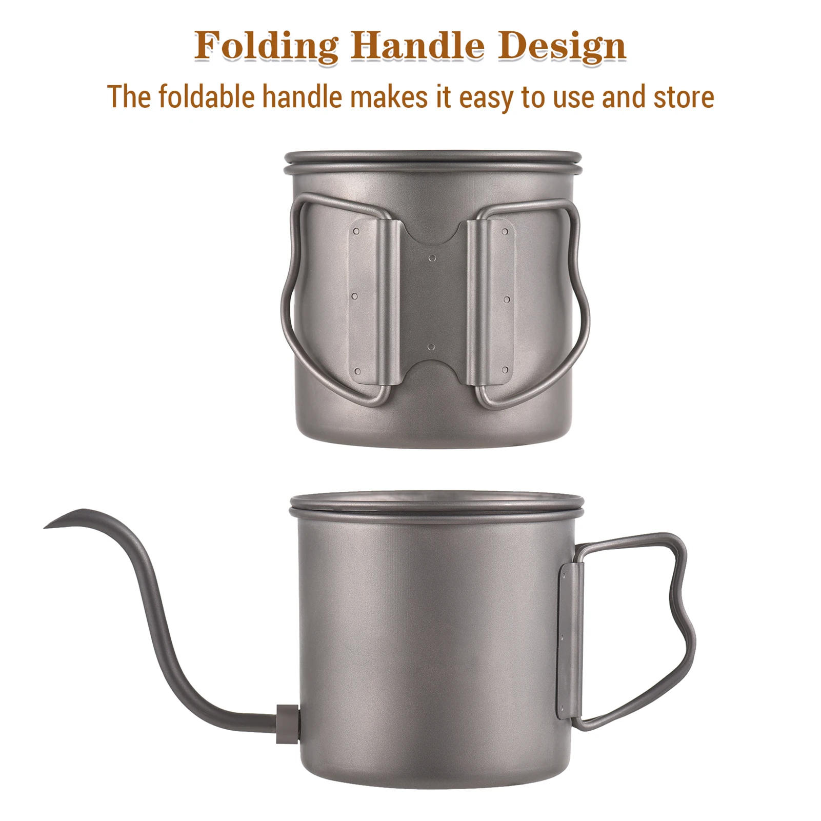 400ml Pour Over Kettle Gooseneck Coffee Kettle and Cup Set with Removable Coffee Spout and Folding Handle Ti Pour Over Kettle 3