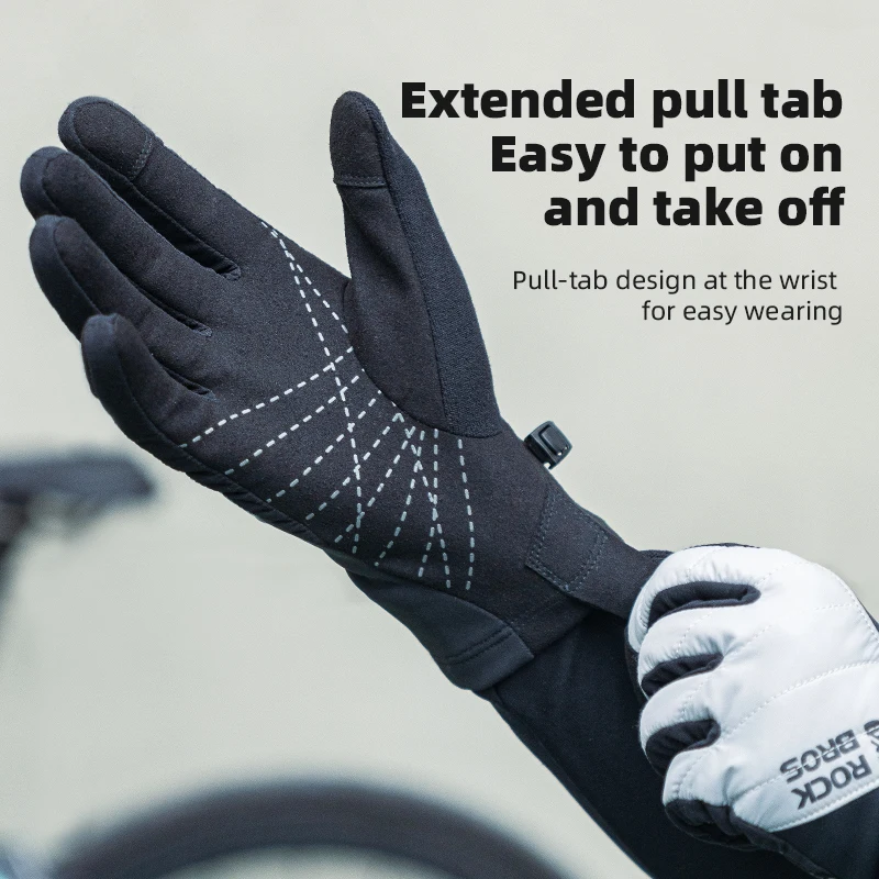 ROCKBROS Winter Bicycle Gloves Thermal Fleece Warmer Motorcycle Electronic Bike Gloves Windproof Full Finger Cycling