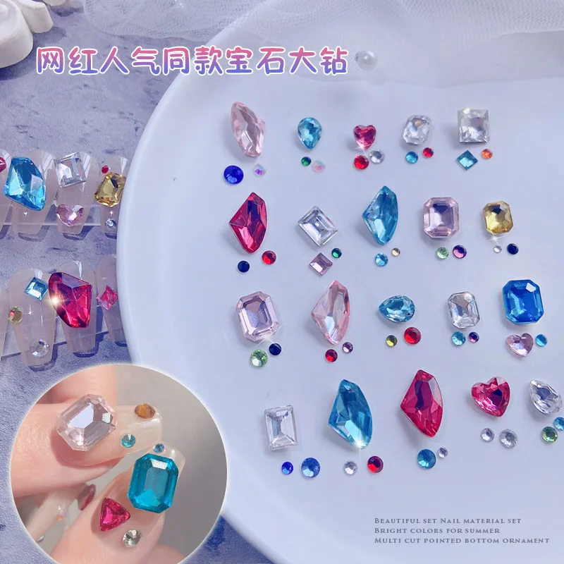 Mixed 300pcs Crystal Clear AB Rhinestones DIY Non Hotfix Flatback Acrylic  Nail Stones Gems For 3D Decorations - AliExpress