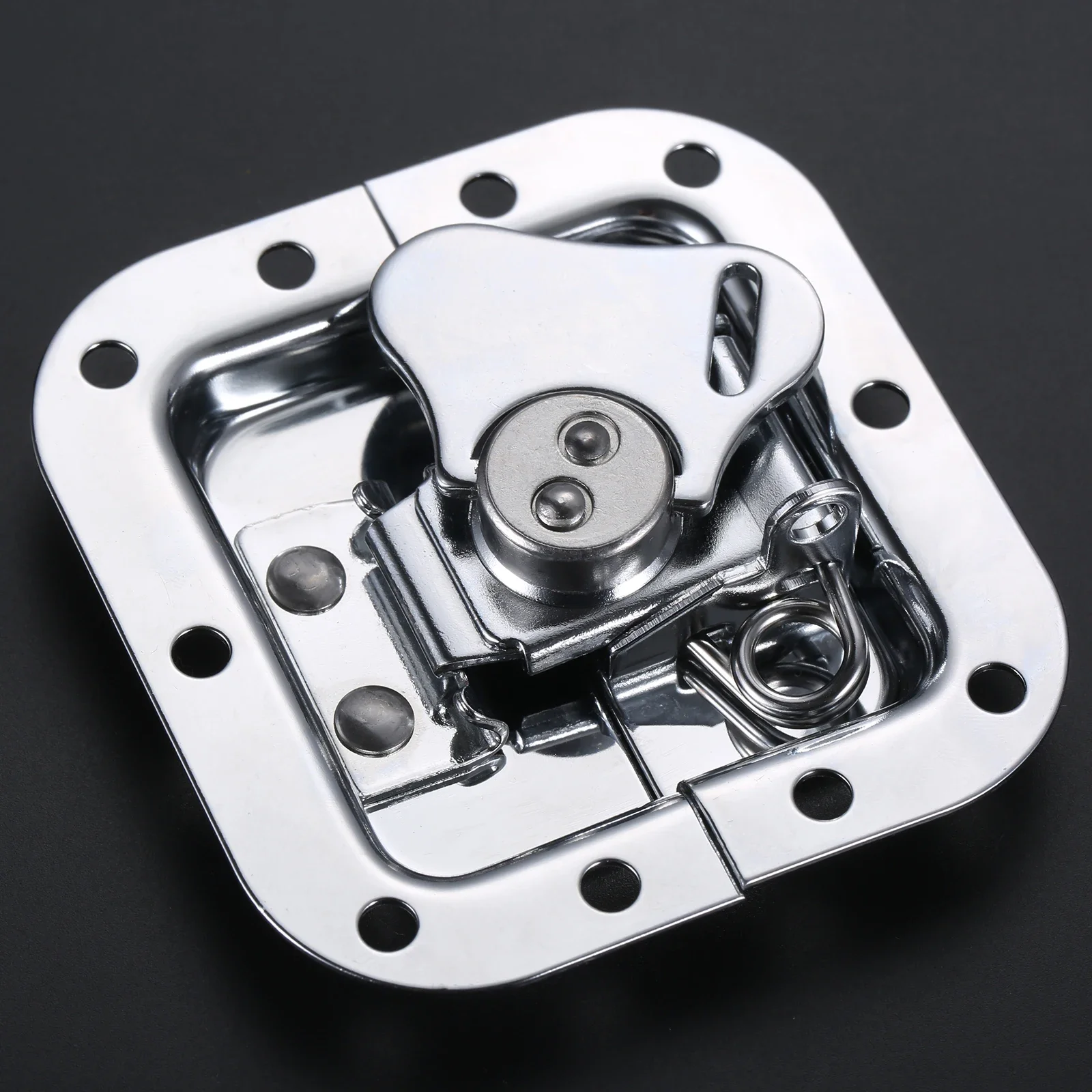 1pc Metal Butterfly Twist Latch 82*77mm Built-in Invisible Lock Spring Loaded Recessed Buckle Road Case Flight Box Toolbox Chest