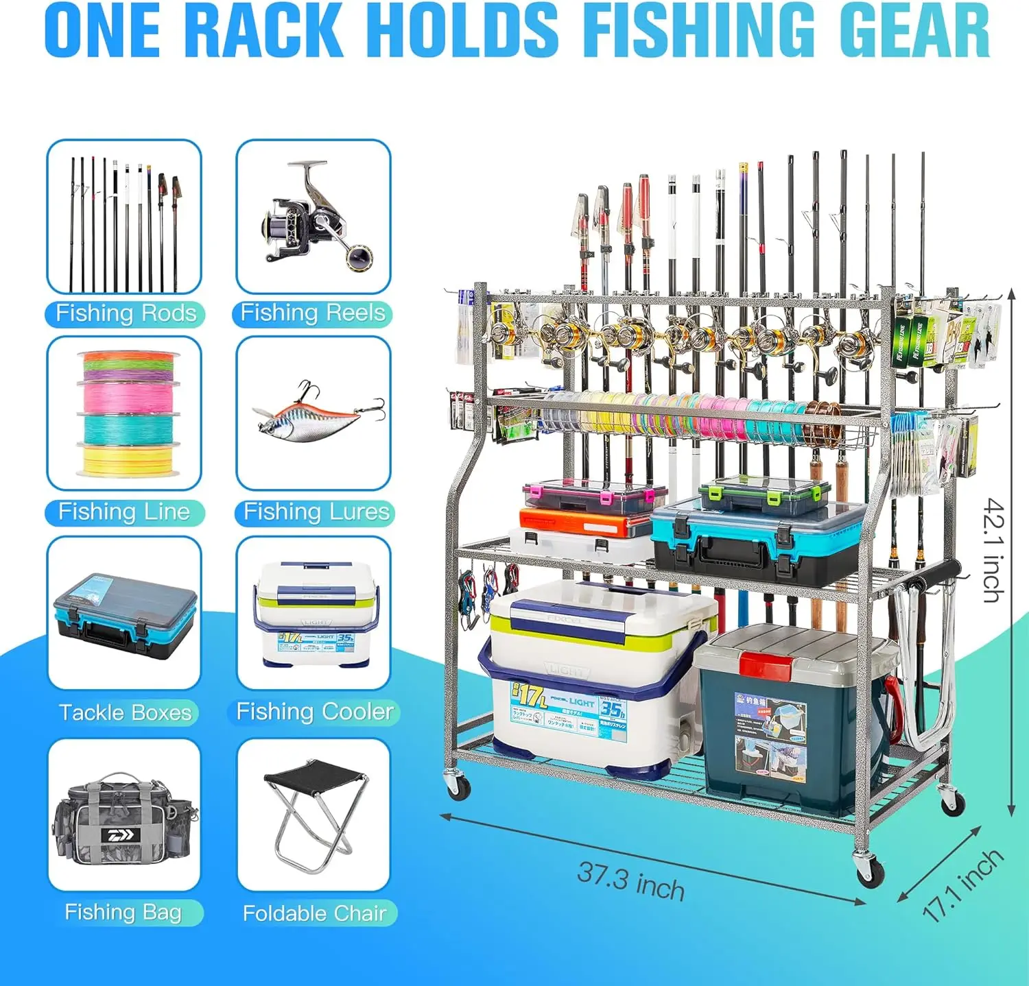 Pole Holders, Fishing Rod Holders for Garage, PeBro Fishing Rod Holder for Tackle Box Reel Storage, Premium