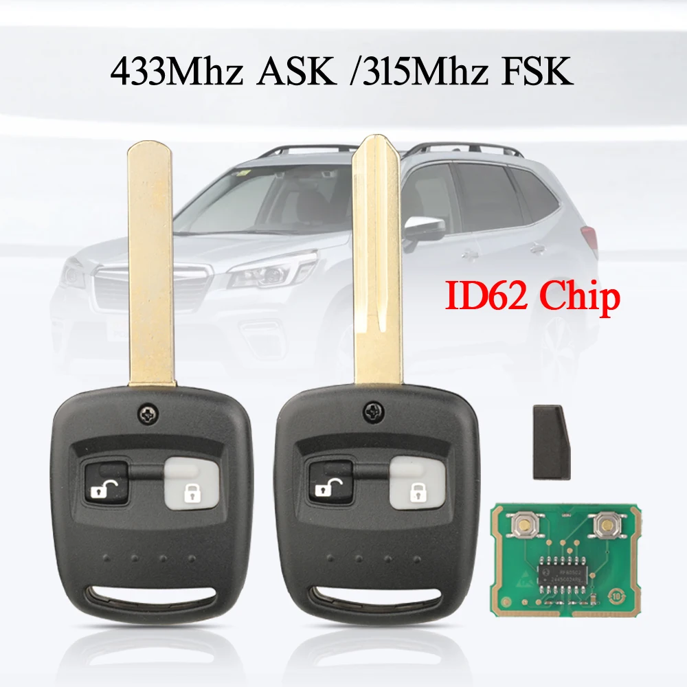 Jingyuqin ID62 ชิป 433Mhz ถาม 315MHz FSK รีโมทกุญแจรถสําหรับ Subaru Forester 2000-2010 Impreza 2001-2007 NSN14/DAT17 ใบมีด