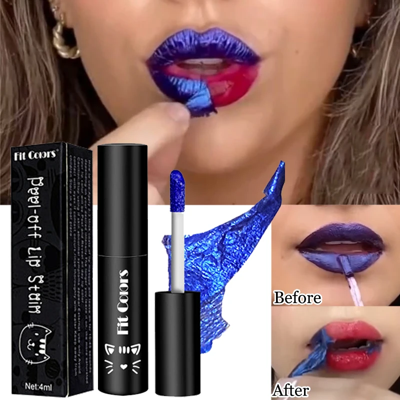 5 Colors Peel Off Lip Gloss Non-Stick Cup Matte Velvet Liquid Lipstick Waterproof Lasting Tear-Off Red Lip Tint Makeup lip gloss,lip makeup,lip tint