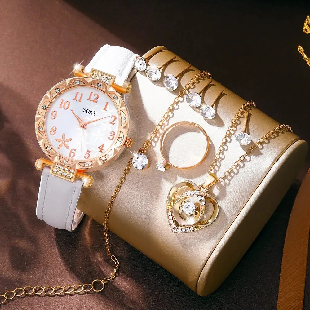 New 10pcs Set Watches Women Leather Band Ladies Watch Simple Casual Womens Analog WristWatch Gift Montre Femme 2