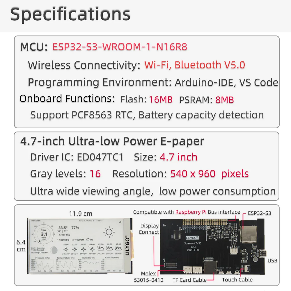 ESP32-S3 desenvolvimento driver placa módulo de exibição