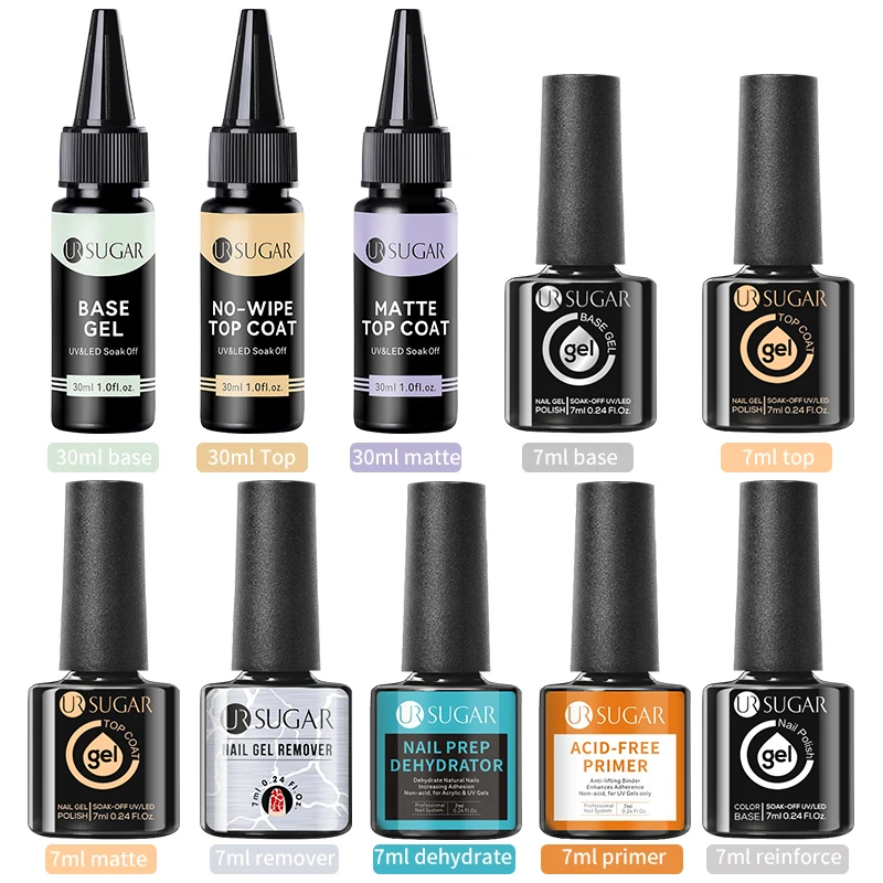 UR SUGAR 베이스 및 탑 코트 젤, 광택제 무산 탈수 바니시, 하이브리드 반영구 매트 탑 코트, 기능성 젤 