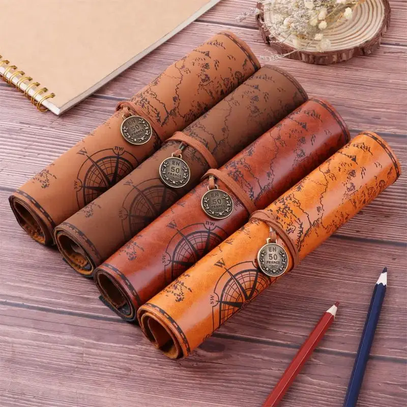 Einfache Nette Stift Vorhang Kinder Estuches Escolares Chinesische PU Tragbare Bleistift Fall Roll Weiche Schreibwaren Lagerung Taschen – Detail 7