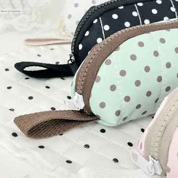 Astuccio portapenne con stampa a pois INS con cinturino da polso, astuccio portatile per matite, organizer per cancelleria di grande capacità, regalo